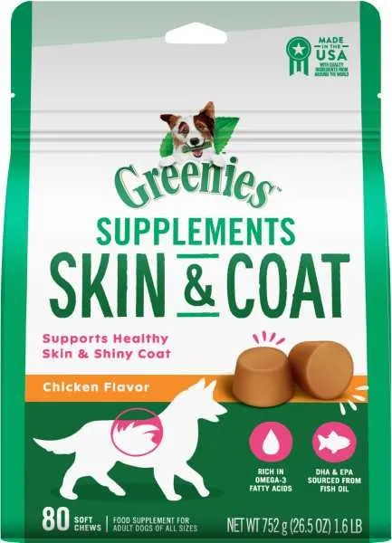 80ct Greenies Skin & Coat Supplement For Dogs - Supplements